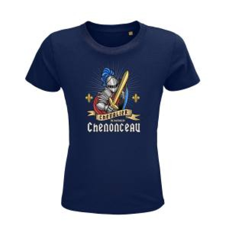 T-shirt enfant bio ajusté Chevalier Armure Château de Chenonceau Rouge 4 ans