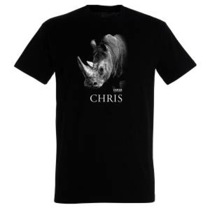 Tshirt enfant bio ajusté Chris Rhino Modèle Exclusif Gamme Black Cerza  transfert Col Cerza Noir Profond 4 ans