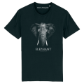T-shirt enfant bio ajusté Éléphant Gamme Black + transfert Col Safari de Peaugres Black 3/4 ans