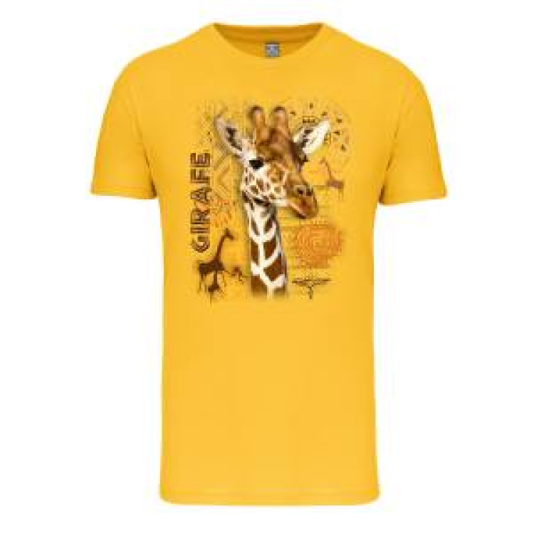 T-shirt enfant bio ajust&eacute; Girafe Intemporel Jaune 4 ans