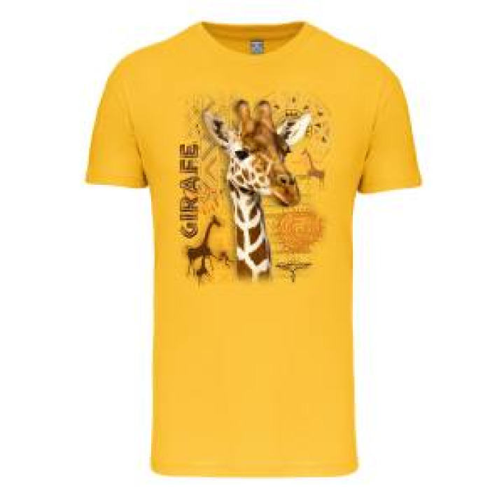 Tshirt enfant bio ajusté Girafe Intemporel Yellow 46 ans