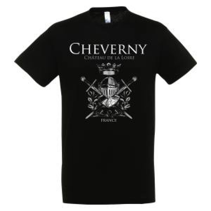 Tshirt enfant bio ajusté Heaume  Epées Château de Cheverny  transfert Col Noir Profond 8 ans