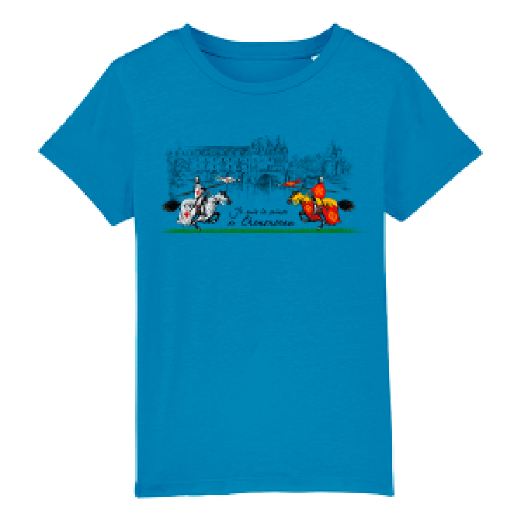 T-shirt enfant bio ajusté Je suis le Prince de Chenonceaux Aqua 2 ans