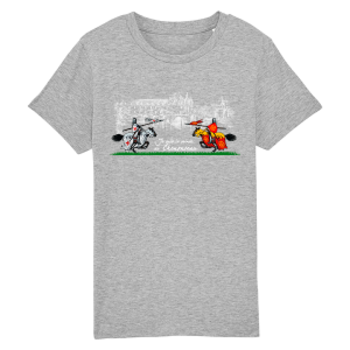 Tshirt enfant bio ajusté Je suis le Prince de Chenonceaux Gris Chiné 2 ans