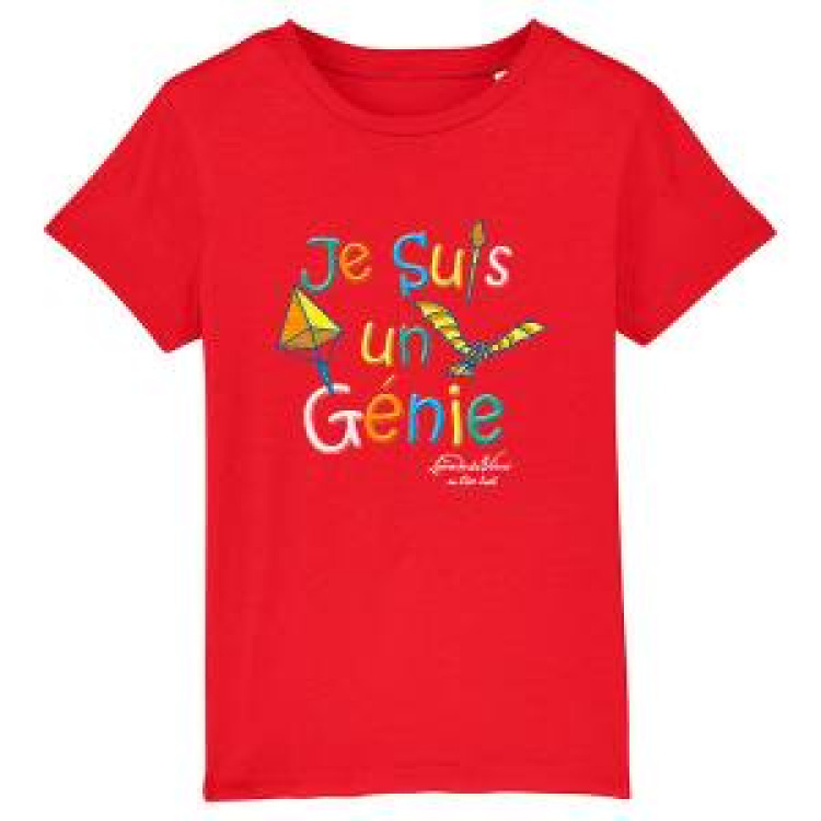 T-shirt enfant bio ajusté Je suis un Génie (Version Rouge) Red 3/4 ans