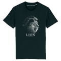 T-shirt enfant bio ajusté Lion Gamme Black + transfert Col Safari de Peaugres Black 3/4 ans