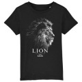 T-shirt enfant bio ajusté Lion Gamme Black Zoo des Sables d’Olonne Noir Profond 4 ans