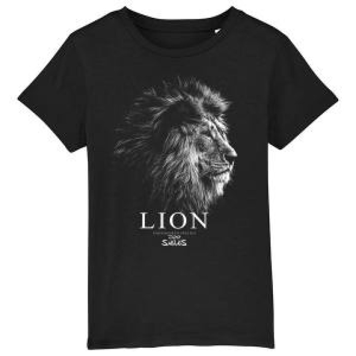 Tshirt enfant bio ajusté Lion Gamme Black Zoo des Sables dOlonne Black 34 ans
