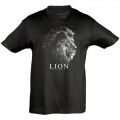 T-shirt enfant bio ajust&eacute; Lion Gamme Black Noir Profond 2 ans