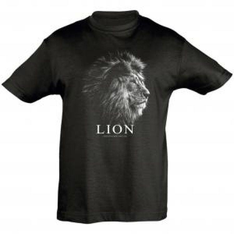 T-shirt enfant bio ajust&eacute; Lion Gamme Black Noir Profond 4 ans