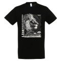 T-shirt enfant bio ajusté Lion Linocut Gamme Black + transfert Col Bioparc Noir Profond 6 ans