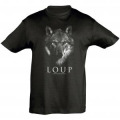 T-shirt enfant bio ajust&eacute; Loup Gamme Black Noir Profond 2 ans