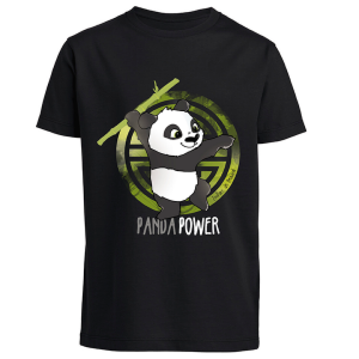 Tshirt enfant bio ajusté Panda Power Largeur 17 Cm pour les 246 Ans Largeur 20 Cm pour les 810 Ans Black 34 ans