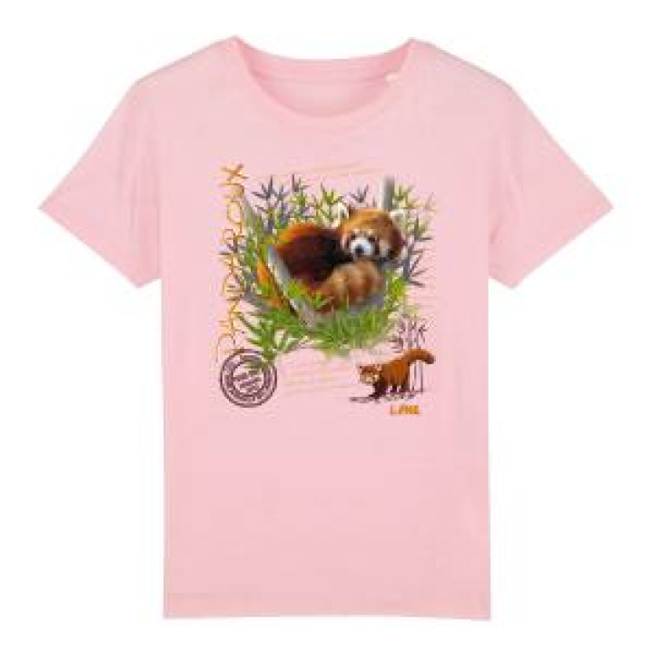 Tshirt enfant bio ajusté Panda Roux le Pal Rose Pale 2 ans
