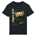 T-shirt enfant bio ajust&eacute; Panda Roux Zoo de Jurques + transfert Col Black 3/4 ans