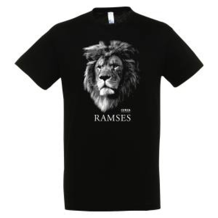 Tshirt enfant bio ajusté Ramsès Lion Modèle Exclusif Gamme Black Cerza  transfert Col Cerza Noir Profond 6 ans