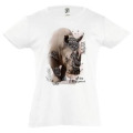 T-shirt enfant bio ajust&eacute; Rhino Natives Tribes + transfert Col Cerza Blanc 4 ans