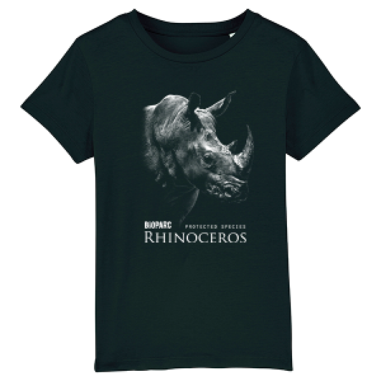T-shirt enfant bio ajusté Rhinoceros Bioparc Black 4 ans
