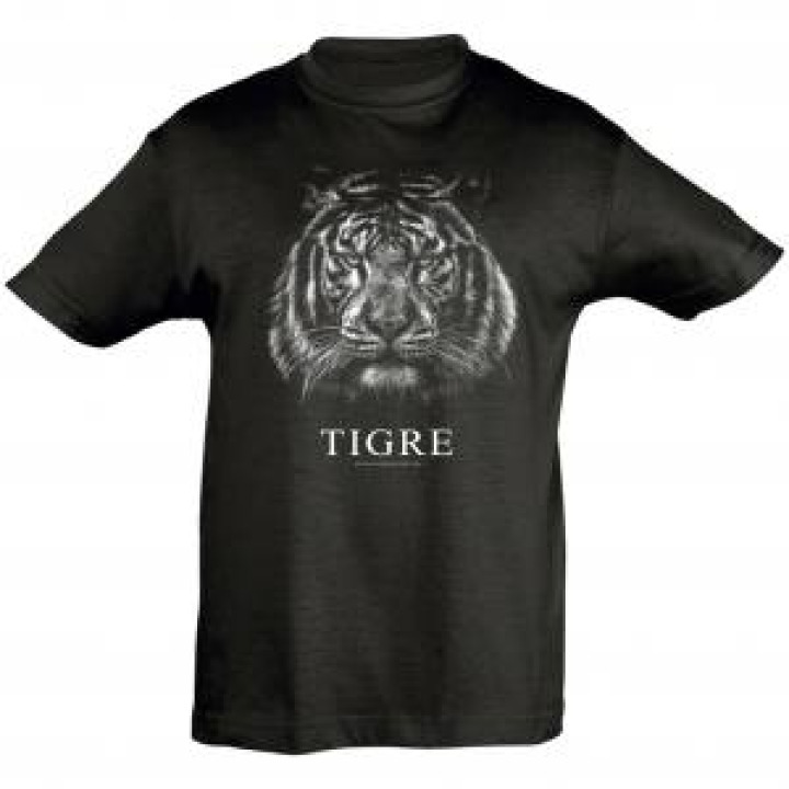 Tshirt enfant bio ajusté Tigre Gamme Black Noir Profond 2 ans