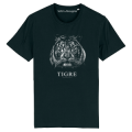 T-shirt enfant bio ajusté Tigre Gamme Black + transfert Col Safari de Peaugres Black 3/4 ans
