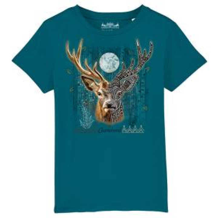 Tshirt enfant bio Cerf Native Tribes Chambord  transfert Col Chambord Ocean Depth 56 ans