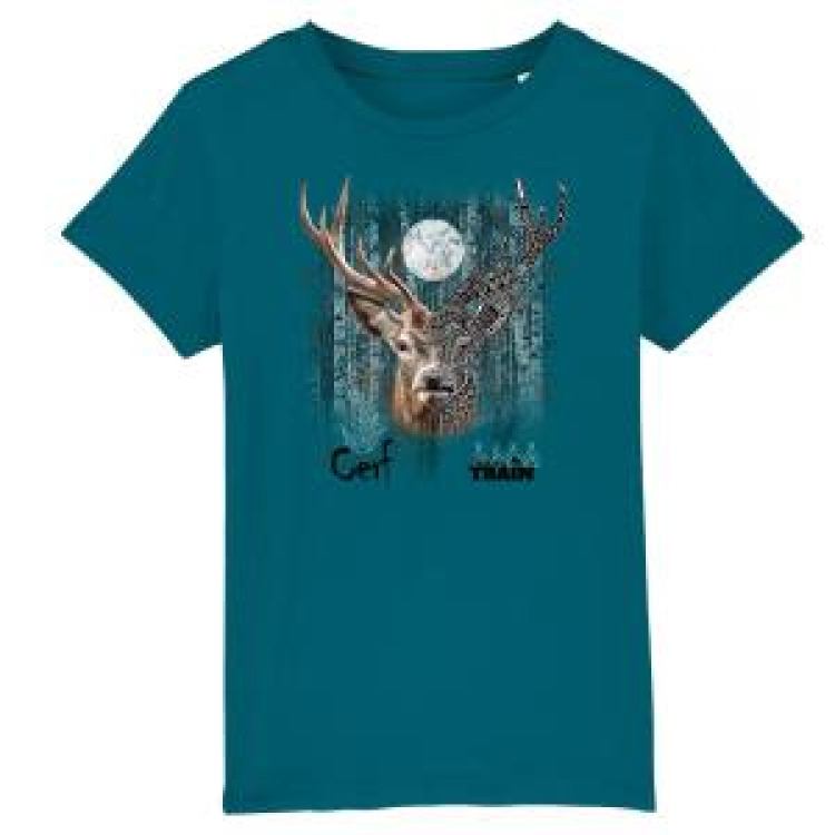 T-shirt enfant bio Cerf Native Tribes Lune Safari Train Bright Orange 3/4 ans