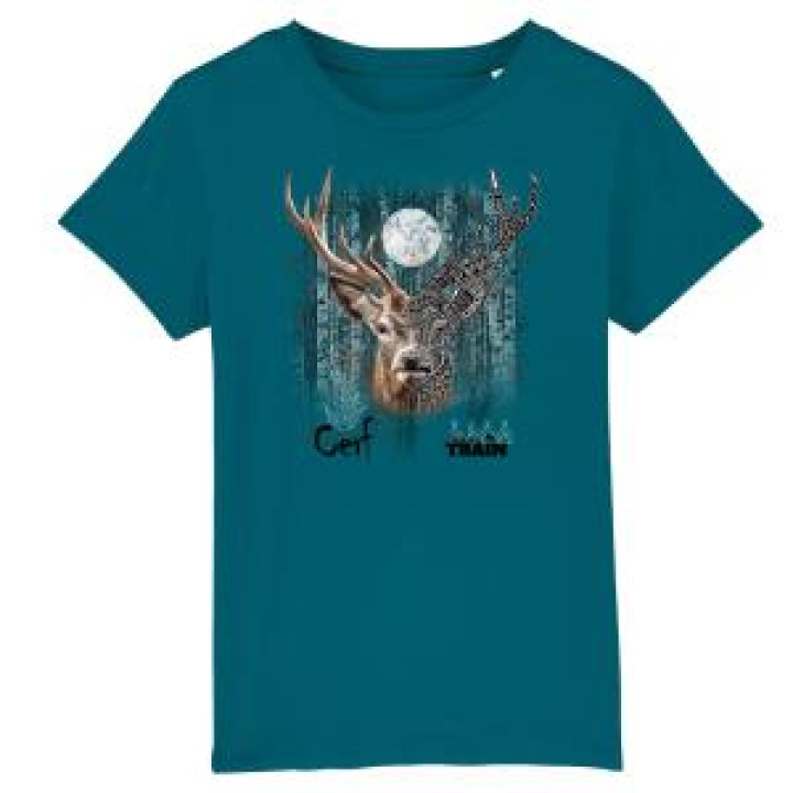 Tshirt enfant bio Cerf Native Tribes Lune Safari Train Ocean Depth 34 ans