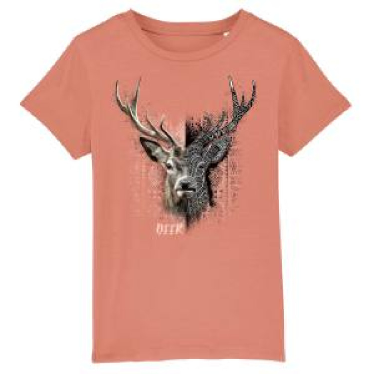 T-shirt enfant bio Cerf Native Tribes Rose clay 3/4 ans