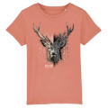 T-shirt enfant bio Cerf Native Tribes Rose clay 3/4 ans