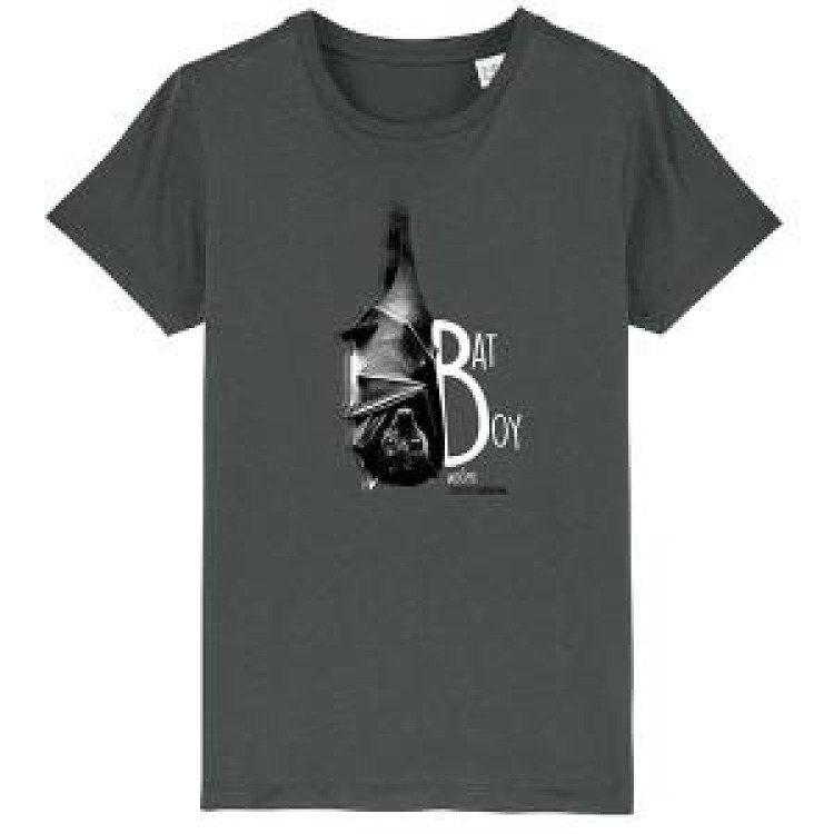 T-shirt enfant bio Chauve Souris Bat Boy Zoo de Beauval (Hauteur 20 Cm pour les 3/4- 5/6 Ans) (Hauteur 22 Cm pour les 7/8- 9/11 Ans) Placer &agrave; 11.5 Cm du Bas du Col Au Haut du B Anthracite 3/4 ans