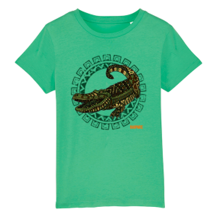 T-shirt enfant bio Crocodile de Couleurs Bioparc Chameleon green 3/4 ans