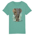 T-shirt enfant bio &Eacute;l&eacute;phant Natives Tribes Zoo de Thoiry + transfert Col Zoo de Thoiry Mid Heather Green 3/4 ans