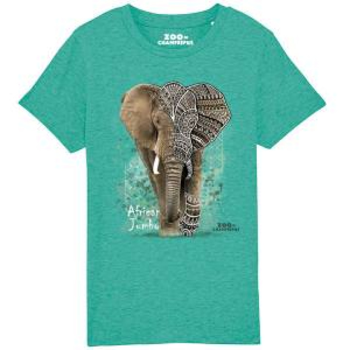 Tshirt enfant bio Éléphant Tribes Zoo de Champrepus Mid Heather Green 56 ans