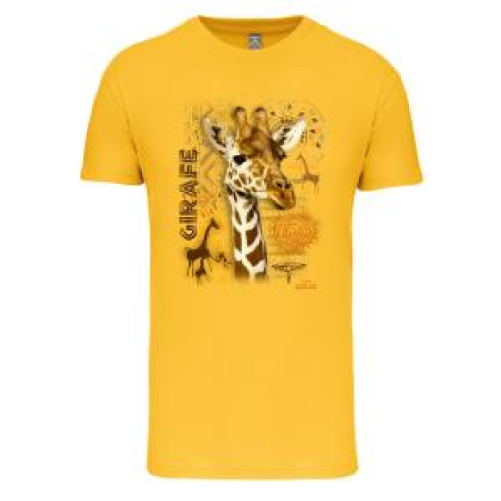 Tshirt enfant bio Girafe Intemporel Zoo des Sables dOlonne Yellow 46 ans