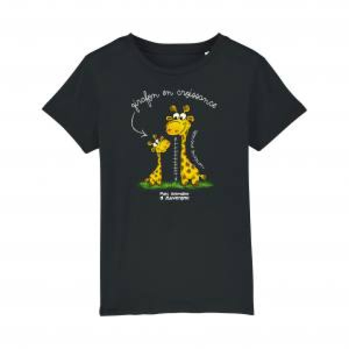 Tshirt enfant bio Girafe Parc Animalier dAuvergne  transfert Col Parc Animalier dAuvergne Black 