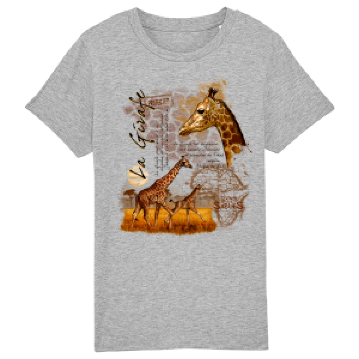Tshirt enfant bio Girafe Zoo les Sables dOlonne Heather Grey 34 ans