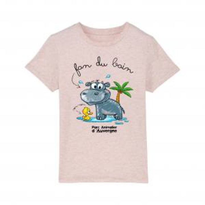 Tshirt enfant bio Hippo Parc Animalier dAuvergne  transfert Col Parc Animalier dAuvergne Cotton pink 34 ans