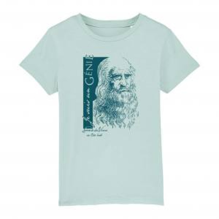 Tshirt enfant bio Je suis un Génie New Version Caribbean Blue 34 ans