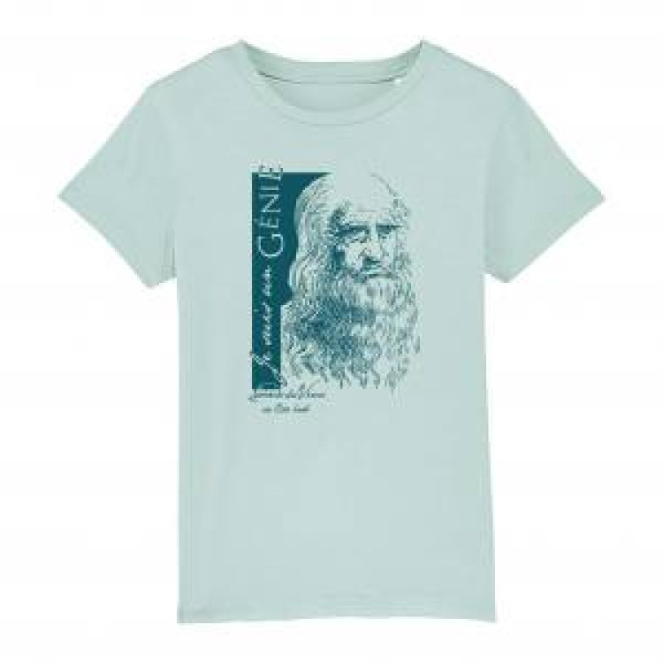 T-shirt enfant bio Je suis un Génie New Version Caribbean Blue 7/8 ans