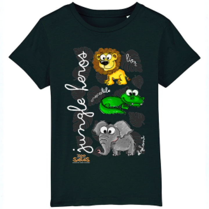 Tshirt enfant bio Jungle Heros Zoo les Sables dOlonne Black 34 ans