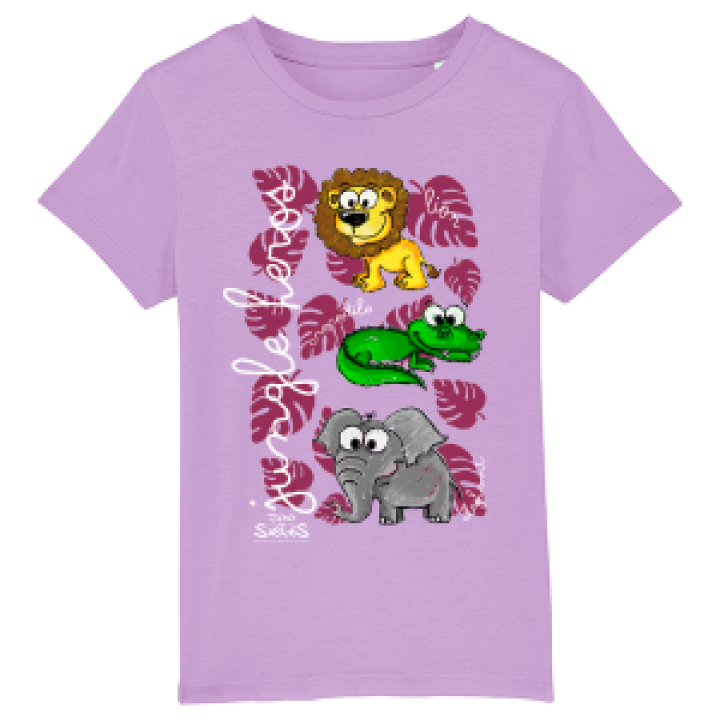 Tshirt enfant bio Jungle Heros Zoo les Sables dOlonne Lavender Dawn 34 ans