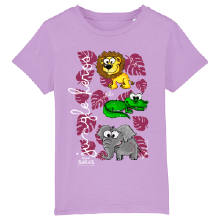 T-shirt enfant bio Jungle Heros Zoo les Sables d’Olonne Lavender Dawn 3/4 ans
