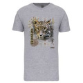 T-shirt enfant bio L&eacute;opard Intemporel Cerza + transfert Col Cerza Oxford Grey 4/6 ans
