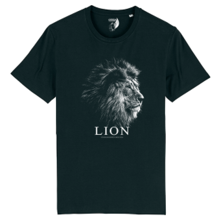 Tshirt enfant bio Lion Gamme Black  transfert Col Cerza Black 34 ans