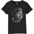 T-shirt enfant bio Lion Gamme Black Zoo de Thoiry + transfert Col Zoo de Thoiry Black 3/4 ans