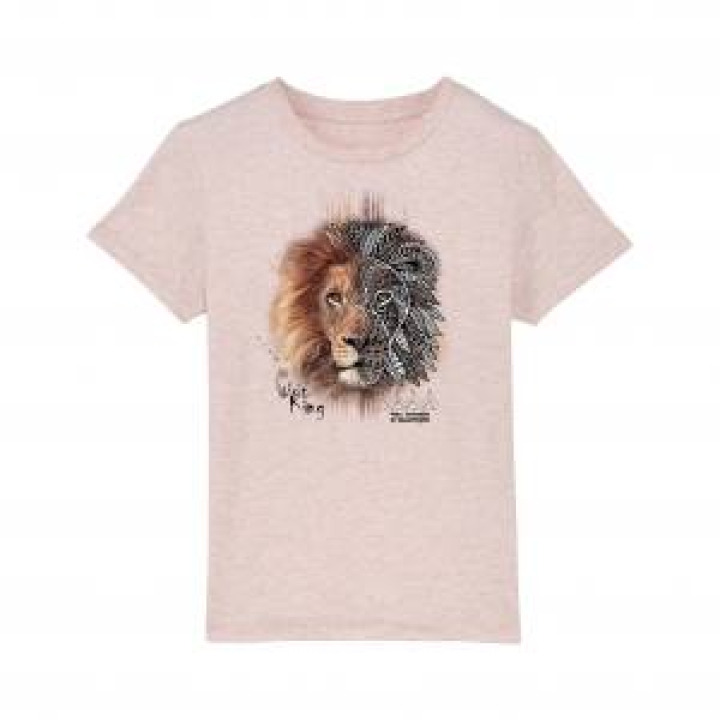 Tshirt enfant bio Lion Tribes Parc Animalier dAuvergne  transfert Col Parc Animalier dAuvergne Cream Heather Pink 78 ans