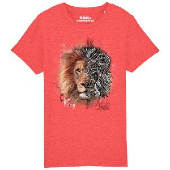 Tshirt enfant bio Lion Tribes Zoo de Champrepus Mid Heather Red 34 ans