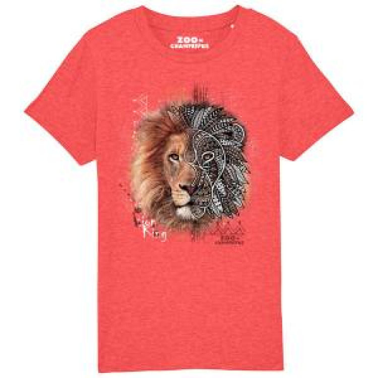 T-shirt enfant bio Lion Tribes Zoo de Champrepus Mid Heather Red 3/4 ans