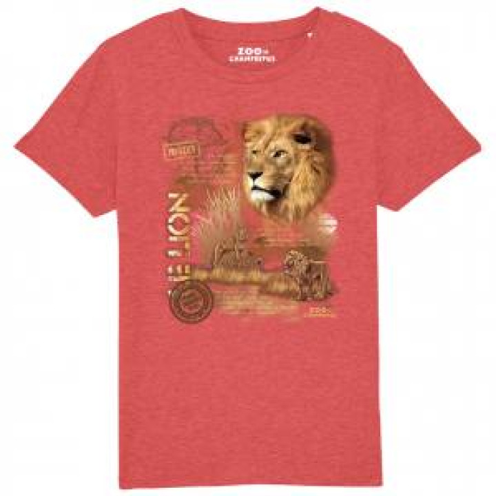 Tshirt enfant bio Lion Zoo de Champrepus Mid Heather Red 78 ans