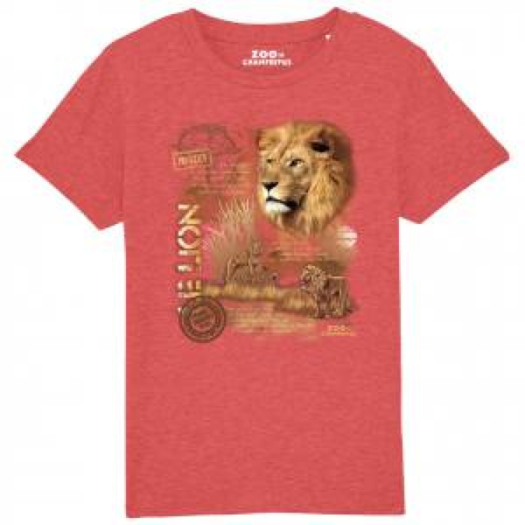 T-shirt enfant bio Lion Zoo de Champrepus Mid Heather Red 7/8 ans